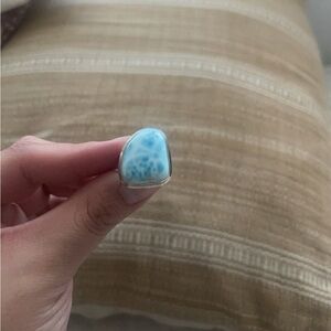 Larimar 925 Sterling Silver Chunky Ring Size 8.25